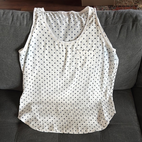 LOFT Tops - LOFT White and navy blue printed tank top